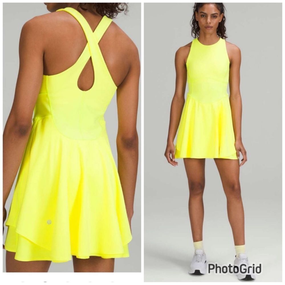 Lululemon Court Crush Dress Electric Lemon size 6 NWT tennis dress 🎾‎ - Picture 3 of 8